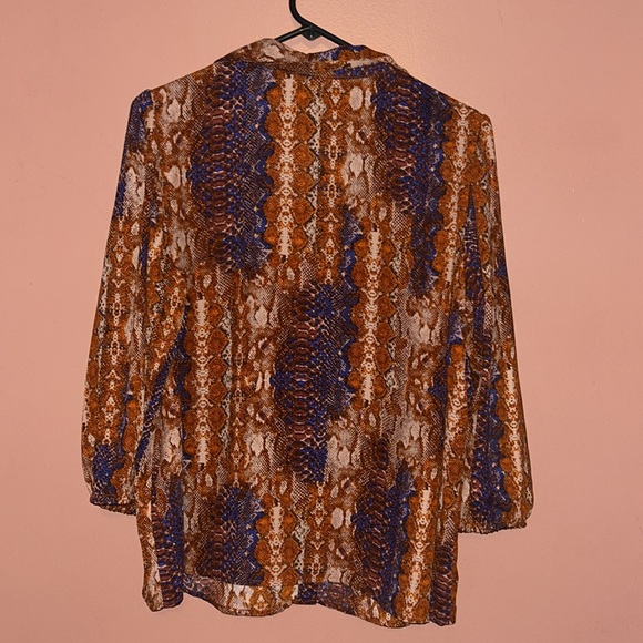 SAKS NANETTE LEPORE Snake-Print Blouse Sz XL - Picture 7 of 7